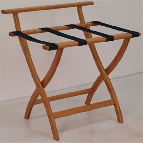 Wooden Mallet WallSaver Luggage Rack in Medium Oak with Black Webbing LR4-MOBLK - main